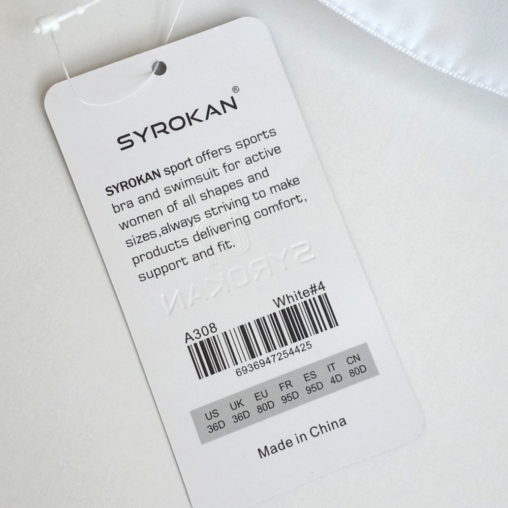 SYROKAN Women's White High Impact Padded Wireless Sports Bra 36D - Picture 15 of 16